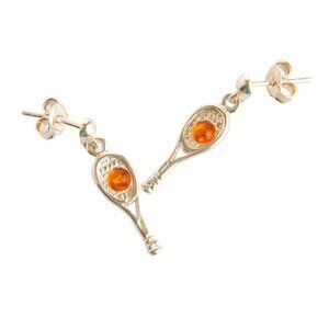 Baltic Amber Tennis Racket Earrings in s925